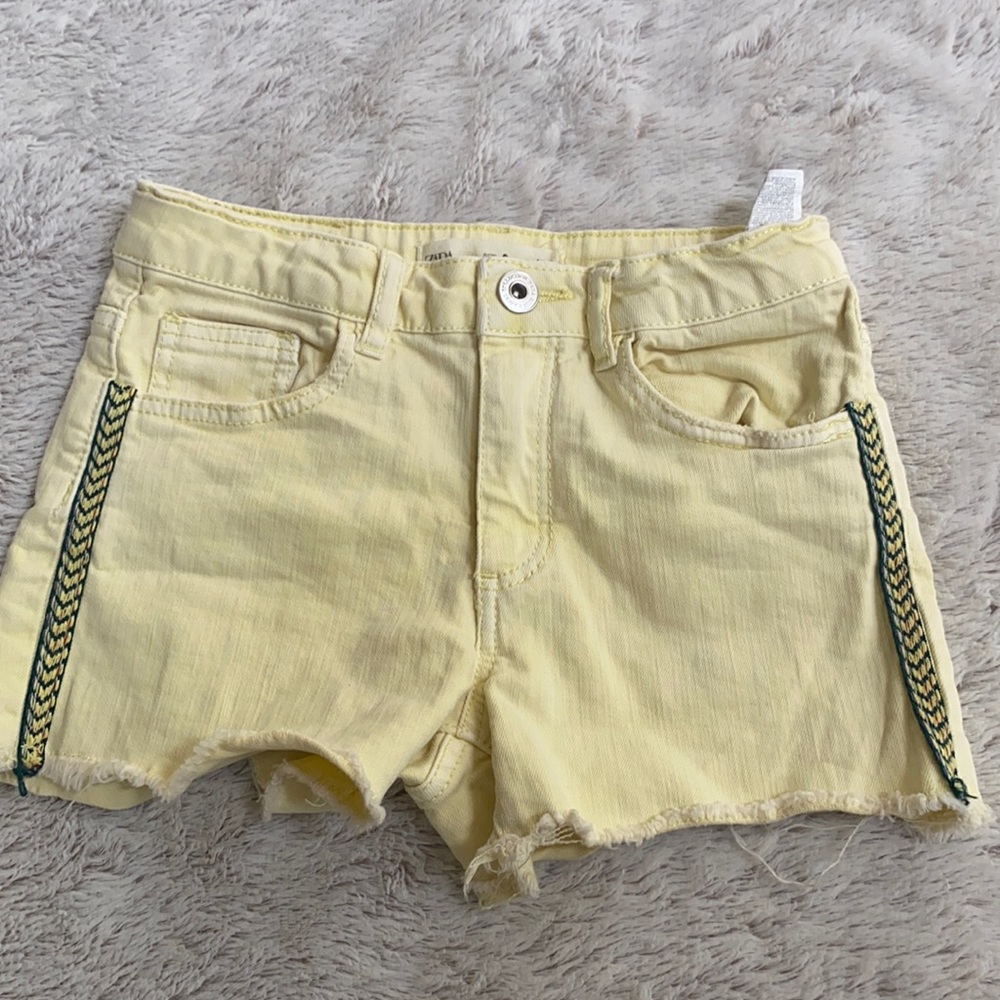 zara kids jean shorts with stripe down the side